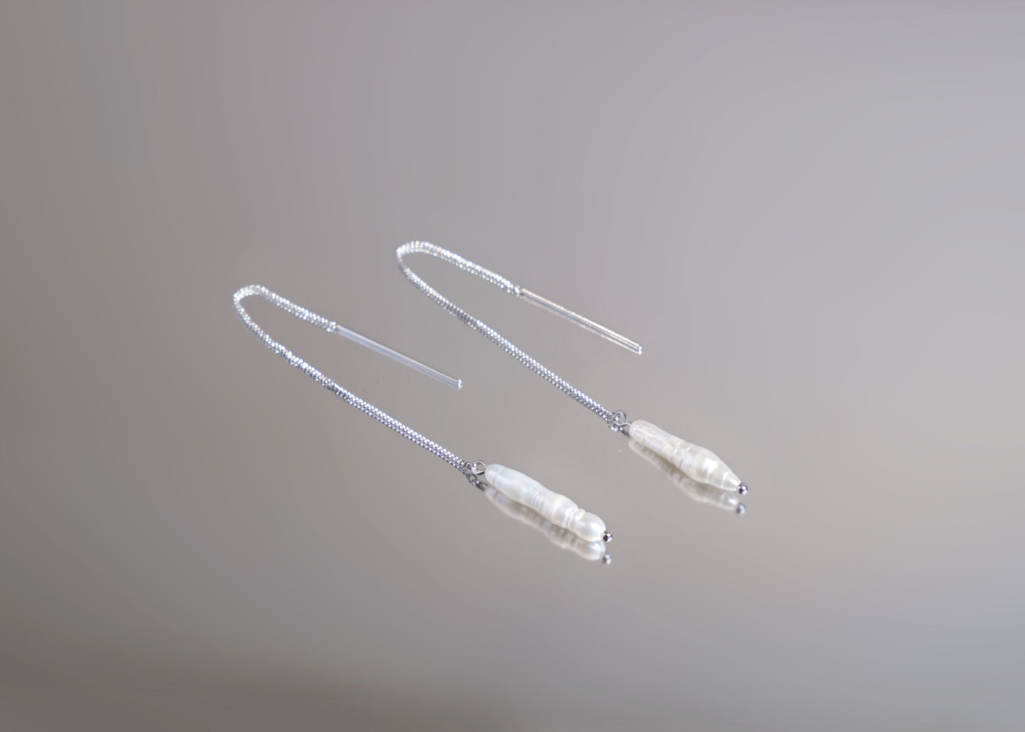 Dale Organic Shaped Pearl Long Drop Earrings